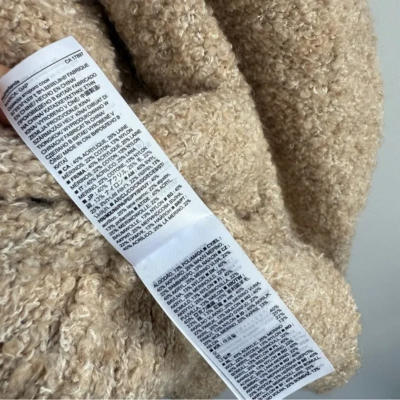 NWT GAP Cozy Boucle Turtleneck Tunic Sweater Wheat Beige L Cowl Neck Warm Knit - Picture 12 of 16